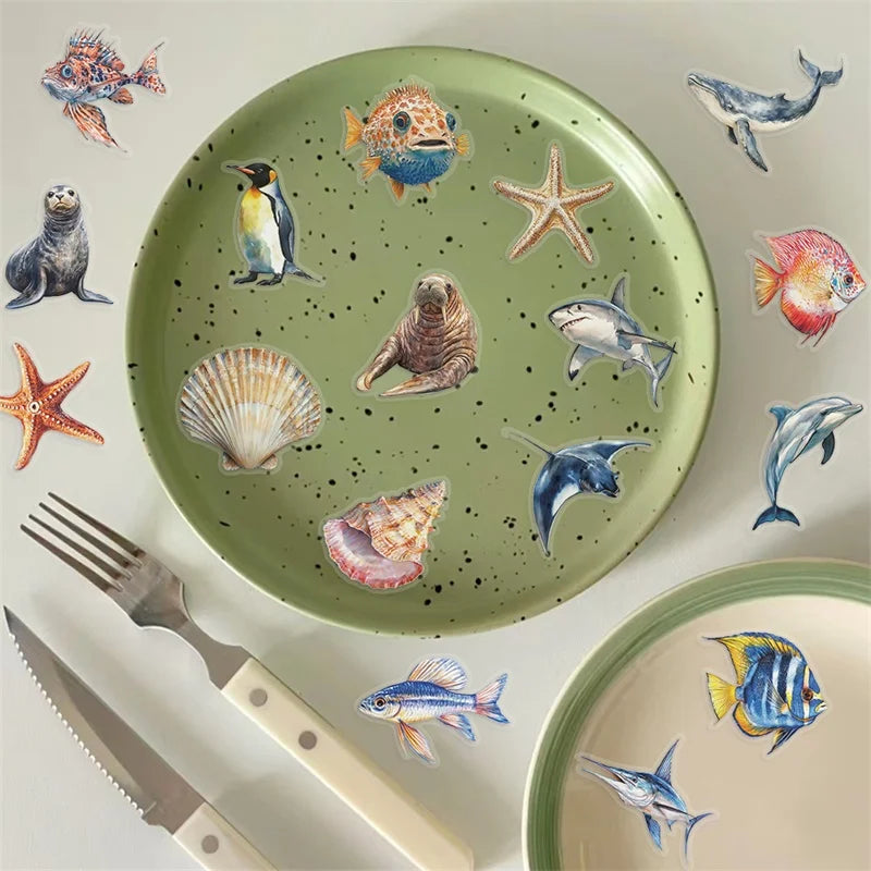 50PCS Cartoon Sea World PET Sticker Aesthetic Decoration Scrapbooking Stationery DIY Hand Accounting Supplies for Kids (ONLINE ORDER ONLY)