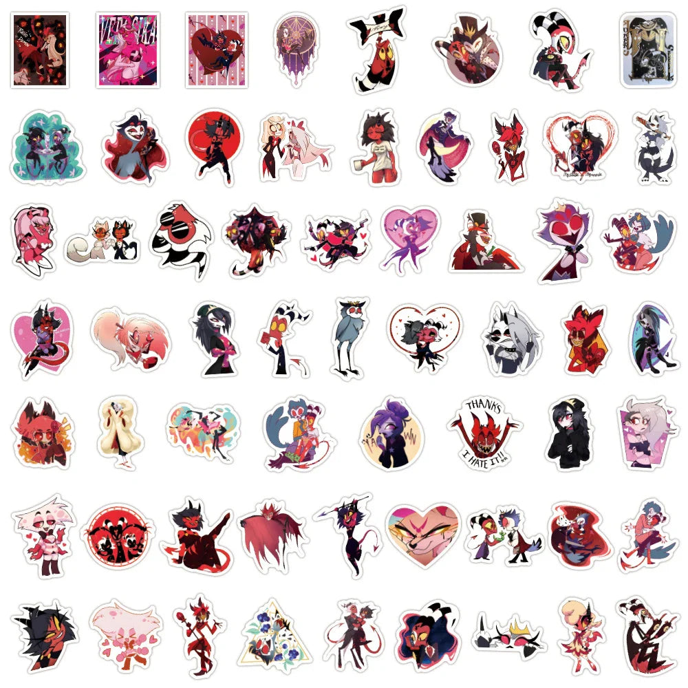 10/30/50/120pcs Helluva Boss Anime Graffiti Stickers Decoration Laptop Notebook Phone Suitcase Car Waterproof DIY Stickers Toys (ONLINE ORDER ONLY)