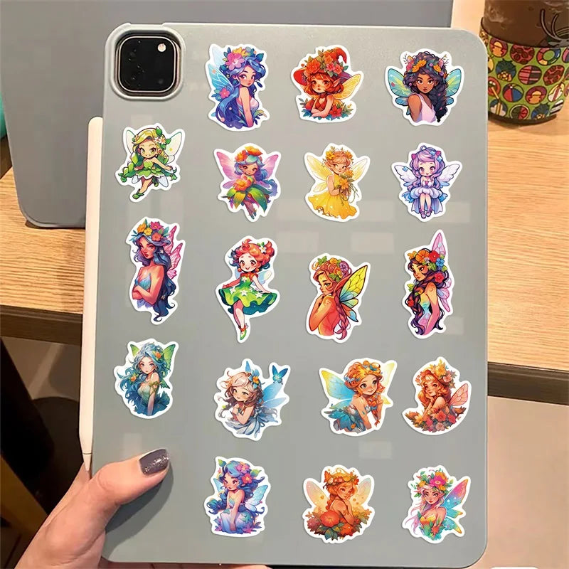 10/30/50PCS Cartoon Flower Fairy PVC Sticker Aesthetic DIY Korean Stationery Decoration Scrapbooking School Supplies for Kids (ONLINE ORDER ONLY)
