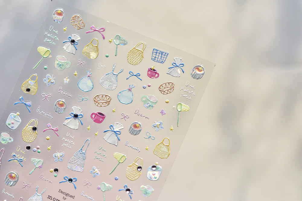 Cute Dream Catcher Net Bag Water Cup Woven Mesh Star Dreamy Bowknot Butterfly Embossed Adhesive Nail Art Sticker Manicure Decal (ONLINE ORDER ONLY)
