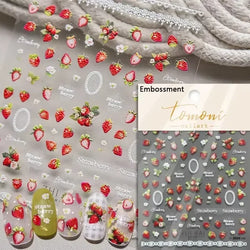 Chic Retro Rose Photo Frame Dried Flower Petal Self Adhesive Nail Art Stickers 5D Hot Stamping Relief Rhinestone Manicure Decals (Online Order Only)