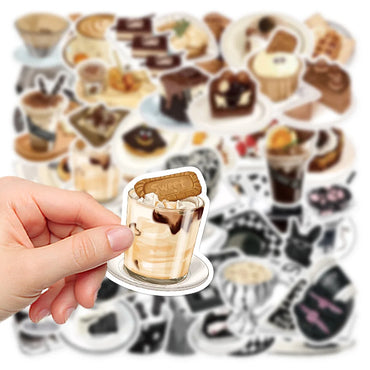 10/30/50PCS Kawaii Food Dessert Coffee Stickers Ins Style Cartoon Decals Decoration DIY Skateboard Laptop Phone Guitar Bike Car (ONLINE ORDER ONLY)