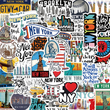 10/50PCS Cute New York City Stickers Waterproof Statue of Liberty Decals DIY Phone Guitar Bottle Travel Luggage Laptop Sticker (Online Order Only)