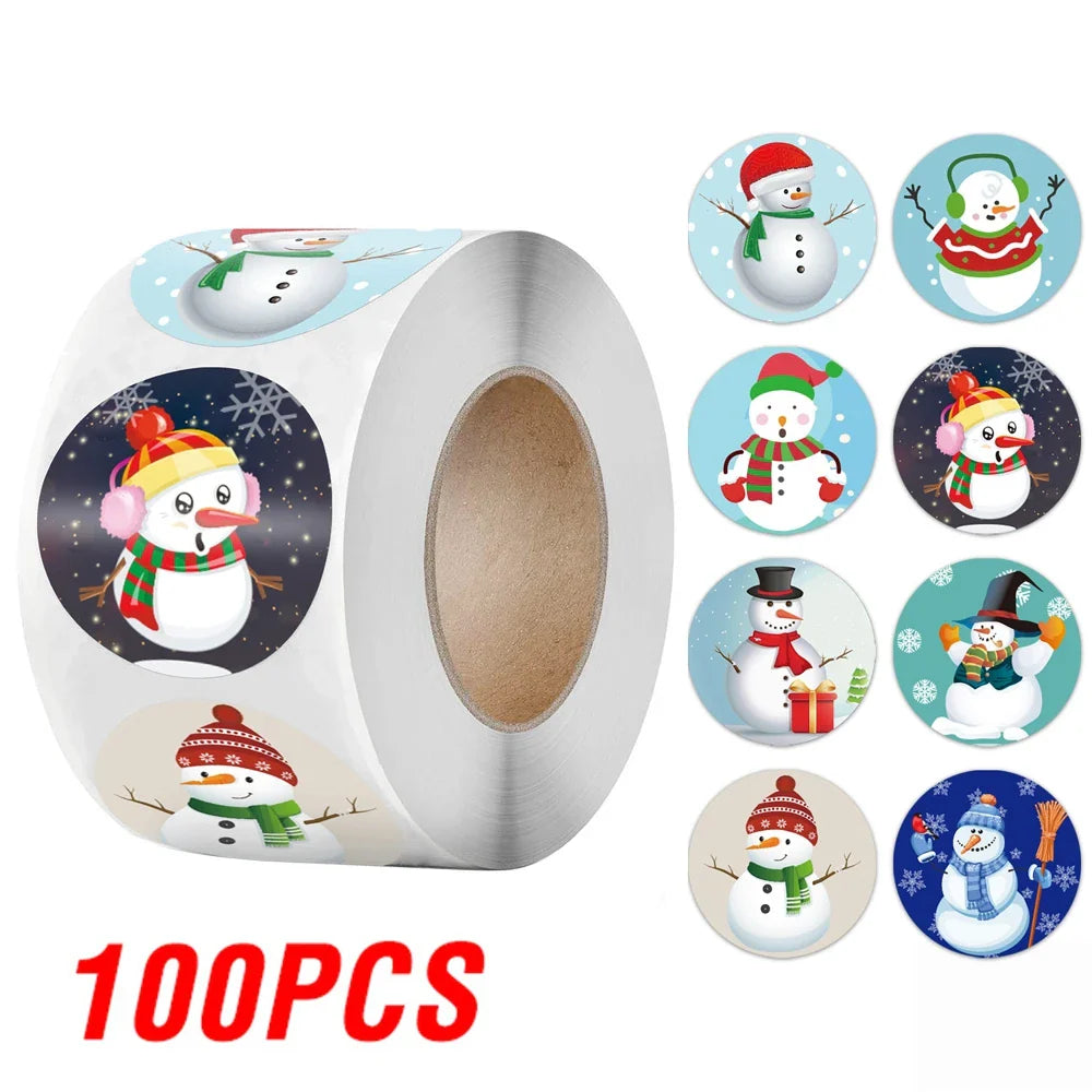 100-500Pcs New 1 Inch Christmas Theme Seal Labels Stickers For DIY Gift Baking Package Envelope Stationery Decoration (ONLINE ORDER ONLY)