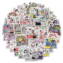 Cartoon Couple Graffiti Stickers for Laptop, Motorcycle, Luggage, Snowboard, Fridge - 10/30/60Pcs (ONLINE ORDER ONLY)