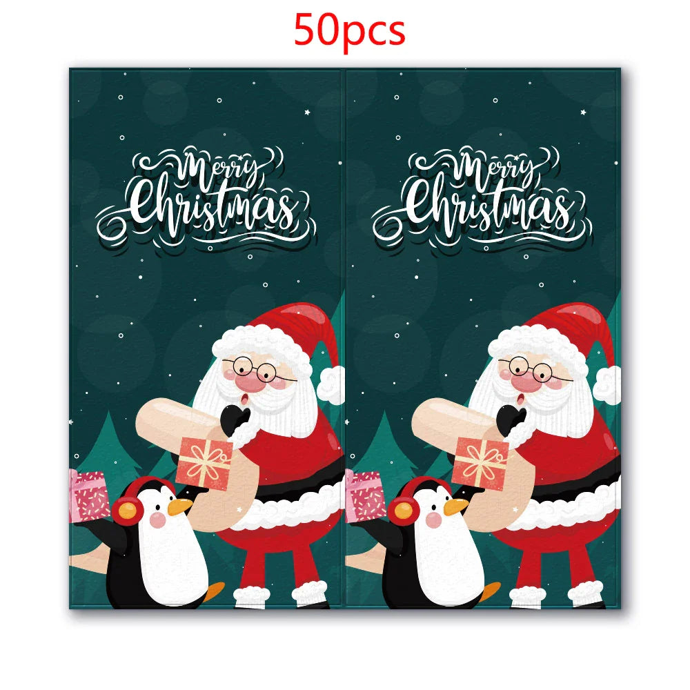 10-50pcs Merry Christmas Stickers 5*10cm Red Christmas Gift Decor Seal Stickers Cute Santa Stickers Stationery Supplies (ONLINE ORDER ONLY)