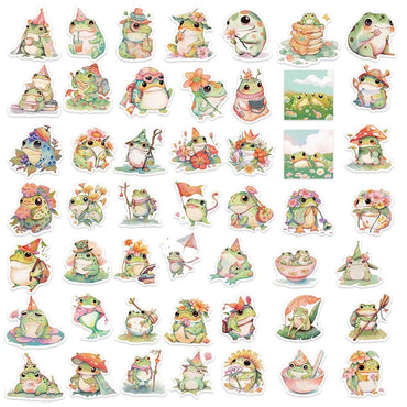 10/30/50PCS Cute Frog PVC Sticky Sticker Aesthetic DIY Korean Stationery Decoration Scrapbooking School Supplies for Kids (ONLINE ORDER ONLY)