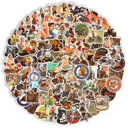 50/100Pcs Retro Sexy Pin Up Girl Graffiti Street Punk Motorcycle Girl Stickers Suitcase Laptop Waterproof Sticker Decoration (ONLINE ORDER ONLY)