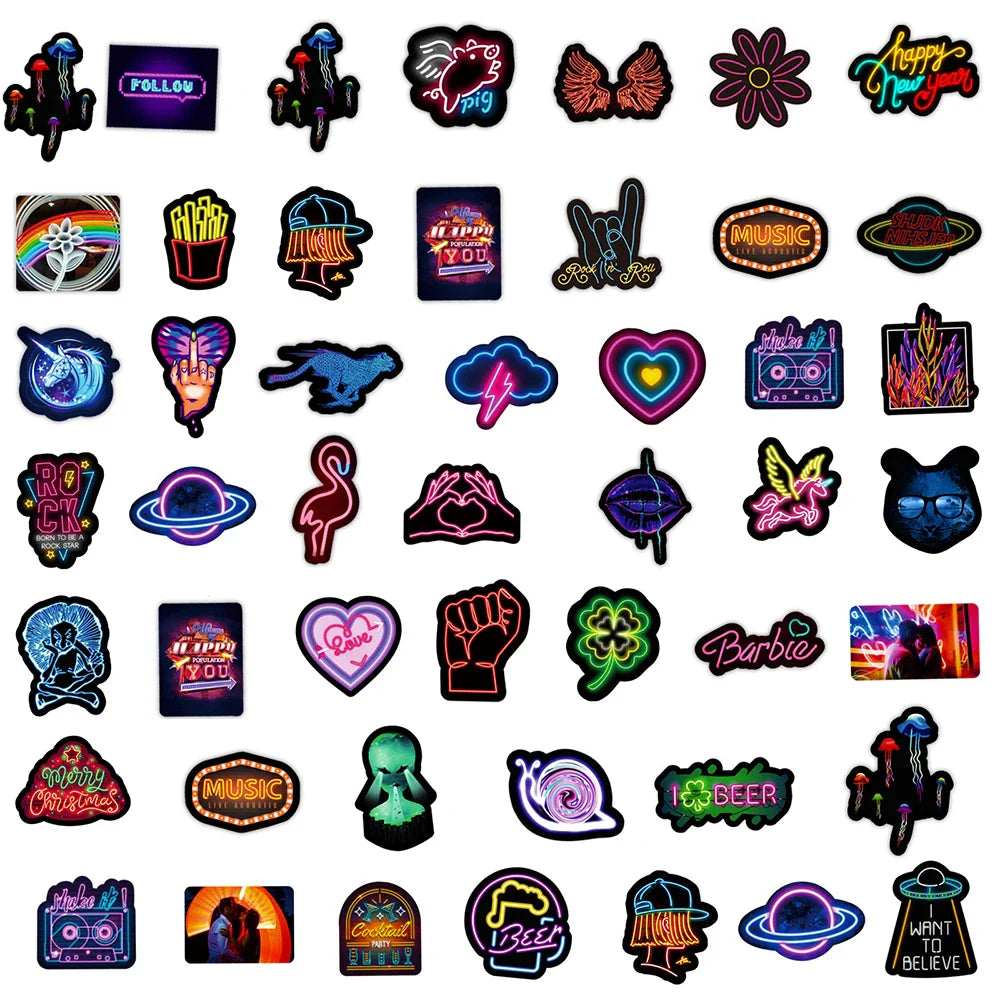 10/30/50/100pcs Fresh Neon Light Sticker Packs (ONLINE ORDER ONLY)