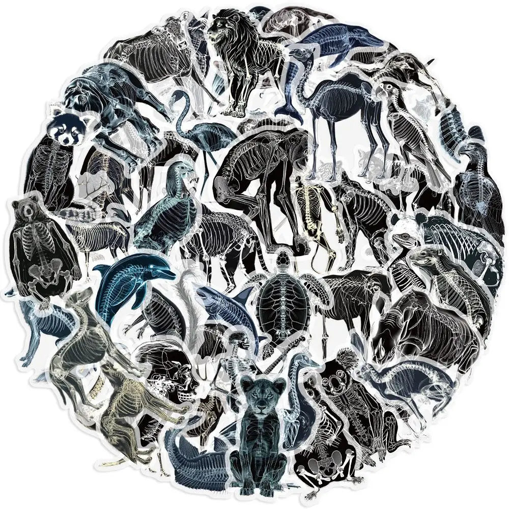 10/50pcs Cool Transparent X-ray Skeleton Animals Skull Stickers Decals DIY Phone Laptop Guitar Scrapbook Skateboard Toy Sticker (ONLINE ORDER ONLY)