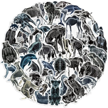10/50pcs Cool Transparent X-ray Skeleton Animals Skull Stickers Decals DIY Phone Laptop Guitar Scrapbook Skateboard Toy Sticker (ONLINE ORDER ONLY)