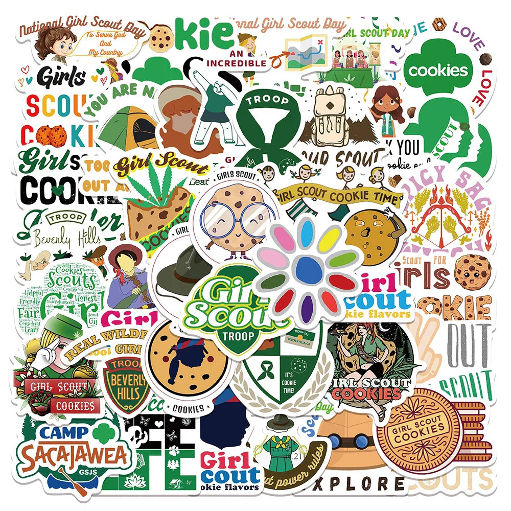 10/30/50PCS Girl Scout Movie Stickers Cartoon Graffiti Decals DIY Phone Notebook Suitcase Bike Laptop Skateboard Car Sticker Toy (ONLINE ORDER ONLY)