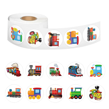 100-500pcs Kids Stickers Train Birthday Party Sticker Traffic Round Reward Sticker For Boys Girls Gift Label Stationery (Online Order Only)