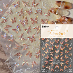 Yellow Butterfly Rose Flower Lace Gradual Wing Charming Romantic Jelly Camellia Self Adhesive Nail Art Stickers Manicure Decals (Online Order Only)