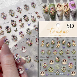 Red Plum Blossom Flower Chinese 3D Self Adhesive Nail Art Decoration Stickers Cheongsam Iris Lily Lotus Vase 5D Manicure Decals (ONLINE ORDER ONLY)