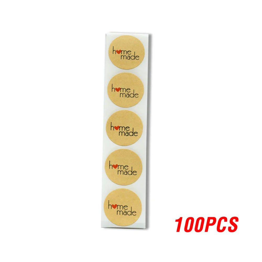 100-500pcs Round Natural Kraft Handmade Stickers Scrapbooking For Package Adhesive Thank You Sticker Seal Labels Stationery (ONLINE ORDER ONLY)