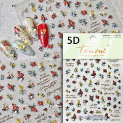 Retro Rose Flowers Bowknot Petal Romantic 5D Soft Embossed Relief Self Adhesive Nail Art Decoration Stickers 3D Manicure Decals (ONLINE ORDER ONLY)