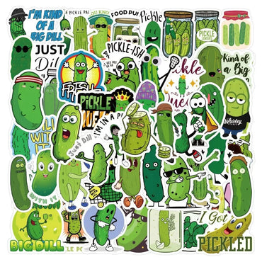 10/60Pcs Pickled Cucumber Cartoon Graffiti Stickers Phone Guitar Laptop Notebook Suitcase Cup Waterproof Sticker Decals Kids Toy (ONLINE ORDER ONLY)