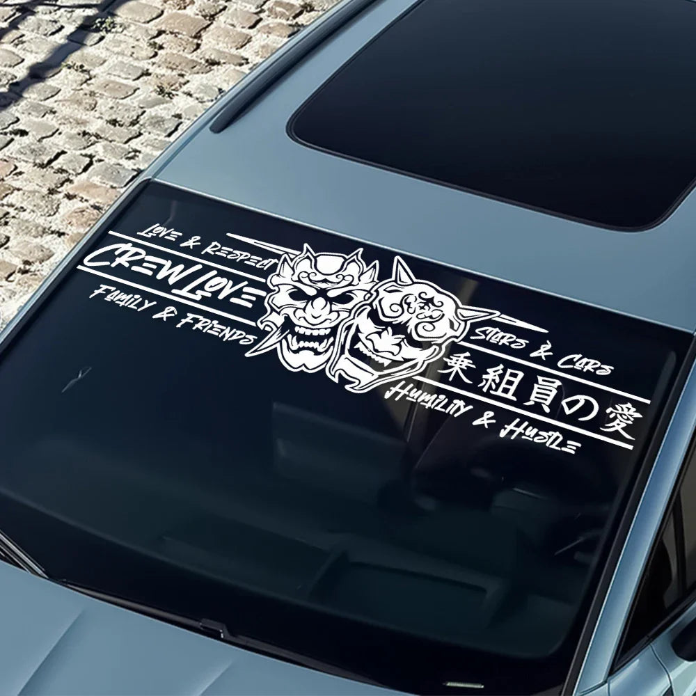 JDM Car Sticker Love Skull for Windshield Banner Decoration External Accessories Creative Sports Style Waterproof Vinyl Decals (ONLINE ORDER ONLY)