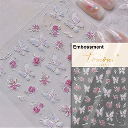 Dreamy Charming Shiny Beautiful Black White Butterfly Flower Love Heart Bowknot 5D Self Adhesive Nail Art Sticker Manicure Decal (ONLINE ORDER ONLY)