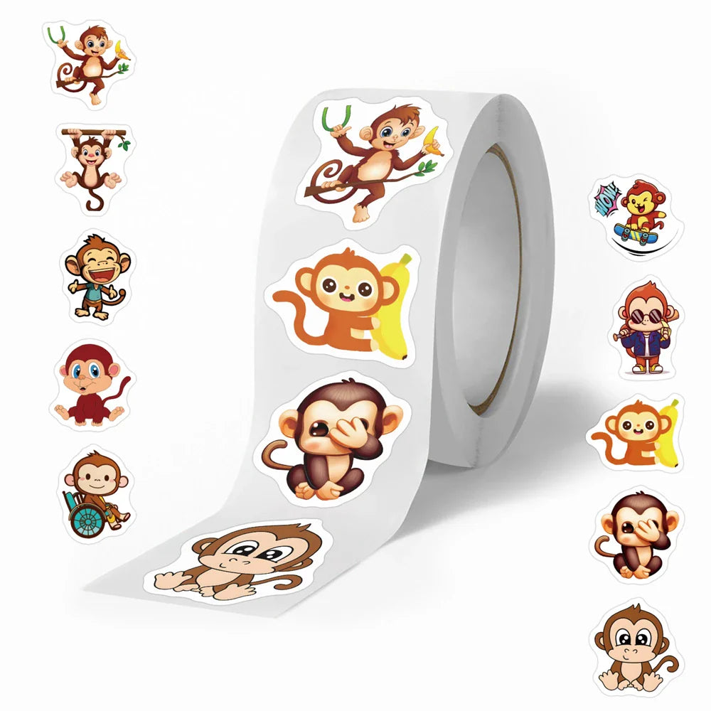 500pcs/roll Kids Stationery Stickers Birthday Party Back ground Fruits Balloon Happy Banner Refrigerator Vegetable Stickers Toys (Online Order Only)