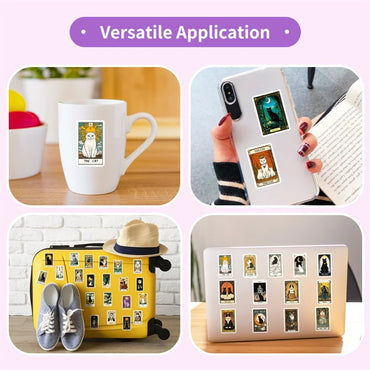 10/30/50PCS Vintage Tarot Cat Sticky PVC Sticker Aesthetic Children's Stationery DIY Decoration Scrapbooking School Supplies (Online Order Only)