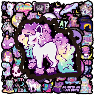 10/30/50PCS Horror Gothic Skull Purple Stickers Cartoon Waterproof Graffiti DIY Laptop Phone Notebook Skateboard Decals Kids Toy (Online Order Only)