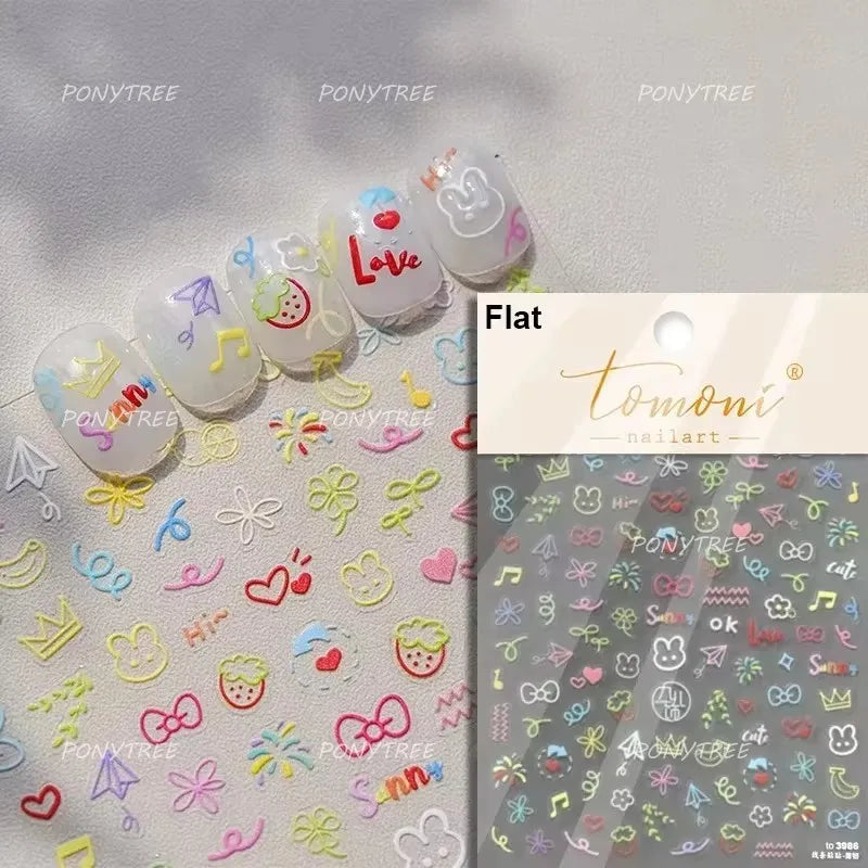 Lovely Red Seductive Strawberry Line Bowknot Love Heart Star Jelly Cherry Delicate Self Adhesive Nail Art Sticker Manicure Decal (ONLINE ORDER ONLY)