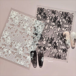 Lace Bowknot Hollow Out Fabric Art Fragmentation Sensation Petal Embossed Hottie Adhesive Nail Art Sticker Chic Manicure Decals (ONLINE ORDER ONLY)