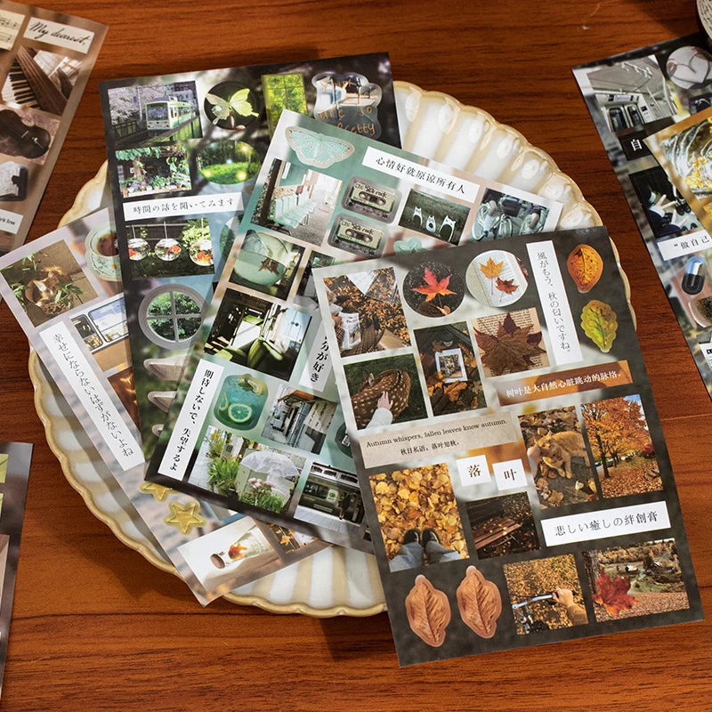 20 Pages Japanese Retro Ins Decorative Stickers Book Scrapbooking Phone Case DIY Journal Collage Material Sticker Gift (ONLINE ORDER ONLY)