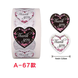50-500pcs Labels Roll Flower Thank You Stickers 1inch Adhesive Labels Stickers for Gift Decoration Stationery Wrapping Supplies (ONLINE ORDER ONLY)