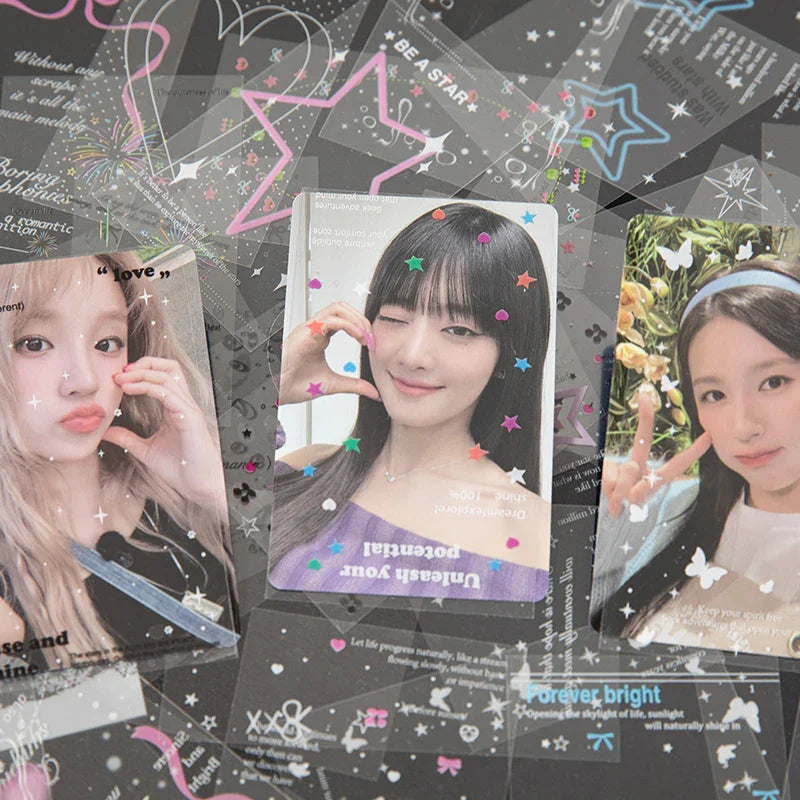 30pcs/pack Korean PET Transparent Sealing Decorative Stickers Cute Sticker for Idol Card Collage Material Journal DIY Decoration (ONLINE ORDER ONLY)