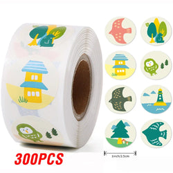 100-500pcs 1inch Cute Cartoon Stickers Round Reward Sticker Adhesive Labels for Classic School Teacher Kids Toy Sealing Lables (ONLINE ORDER ONLY)
