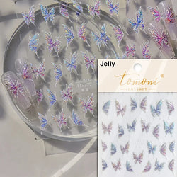 Charming Beautiful Black White Small Butterfly Flower Petal Love Heart Bowknot 5D Self Adhesive Nail Art Sticker Manicure Decals (Online Order Only)