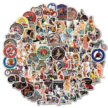 10/30/50/100pcs Motorcycle Sexy Girls Stickers Vintage Cartoon Adult Decals Phone Case Skateboard Laptop Graffiti Sticker Decor (ONLINE ORDER ONLY)
