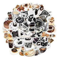 Cartoon Coffee Stickers for Laptop, Car, Fridge, DIY Decor (10/30/50 Pcs) (ONLINE ORDER ONLY)