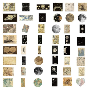 10/30/50PCS Vintage Planet Map PVC Sticker Aesthetic Chidlren's Korean Stationery DIY Decoration Scrapbooking School Supplies (ONLINE ORDER ONLY)