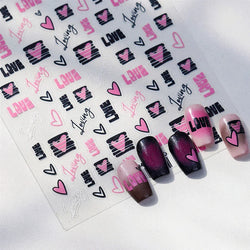 Graffiti Line Love Heart Cool Personal Hollow Out English Letter Y2k Self Adhesive Nail Art Decorations Sticker Manicure Decals (ONLINE ORDER ONLY)