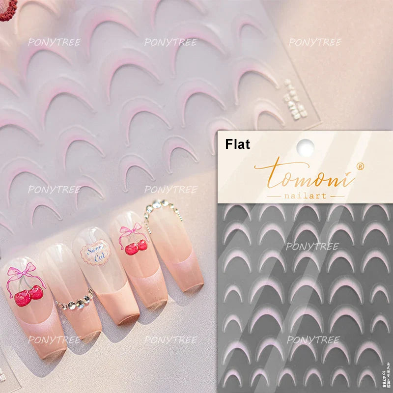 French Style Bronzing Arc Lava Metal Flow Curvy Delicate Punk Charming Self Adhesive Nail Art Stickers Manicure Decals Wholesale (Online Order Only)