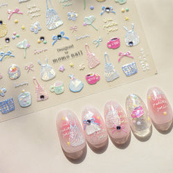 Cute Dream Catcher Net Bag Water Cup Woven Mesh Star Dreamy Bowknot Butterfly Embossed Adhesive Nail Art Sticker Manicure Decal (ONLINE ORDER ONLY)