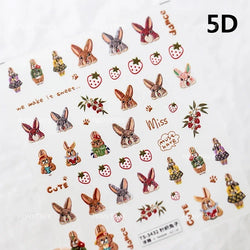 Poker Cards Mr Rabbit Tilted Teacup Bunny Cup Heart Star Block Bow Tie Hot Stamping Adhesive Nail Art Stickers Manicure Decals (ONLINE ORDER ONLY)