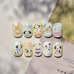 Cute Bear Star Dog Bowknot Love Heart Good Night Bone Bread Flower Self Adhesive Nail Art Decorations Stickers Manicure Decals (Online Order Only)