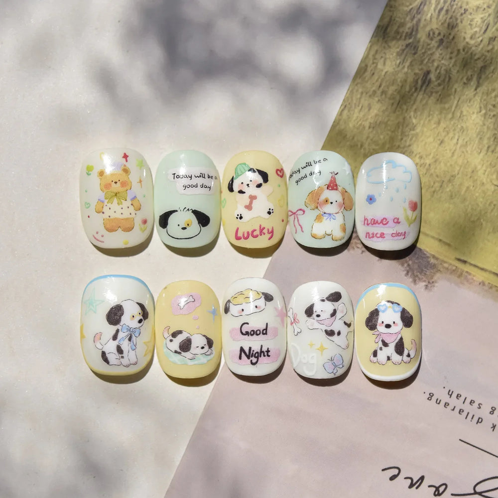 Fruits Apple Strawberry Animals Bear Dog Party Dream Flower Bone Rain Self Adhesive Nail Art Decoration Sticker Manicure Decals (Online Order Only)