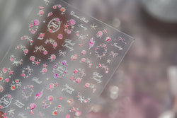 Pink Star Oceanic Shell Starfish Conch Bowknot Embossment Shiny Delicate 5D Chic Self Adhesive Nail Art Stickers Manicure Decals (Online Order Only)