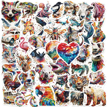 10/50PCS Color Psychedelic Animals Art Stickers Aesthetic Decals DIY Skateboard Luggage Phone Guitar Laptop Classic Toy Sticker (ONLINE ORDER ONLY)