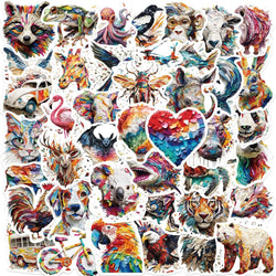 10/50PCS Color Psychedelic Animals Art Stickers Aesthetic Decals DIY Skateboard Luggage Phone Guitar Laptop Classic Toy Sticker (ONLINE ORDER ONLY)