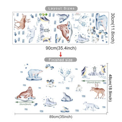 Cartoon Arctic Animals Wall Stickers: Penguins & Polar Bears Vinyl Decals for Kids Room Decor (ONLINE ORDER ONLY)