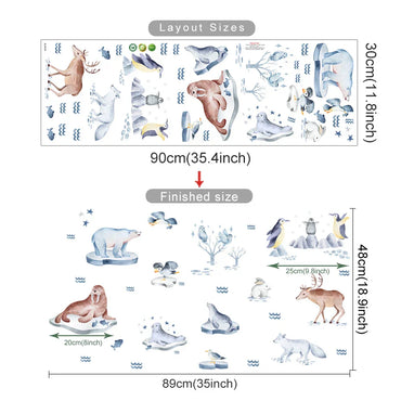 Cartoon Arctic Animals Wall Stickers: Penguins & Polar Bears Vinyl Decals for Kids Room Decor (ONLINE ORDER ONLY)