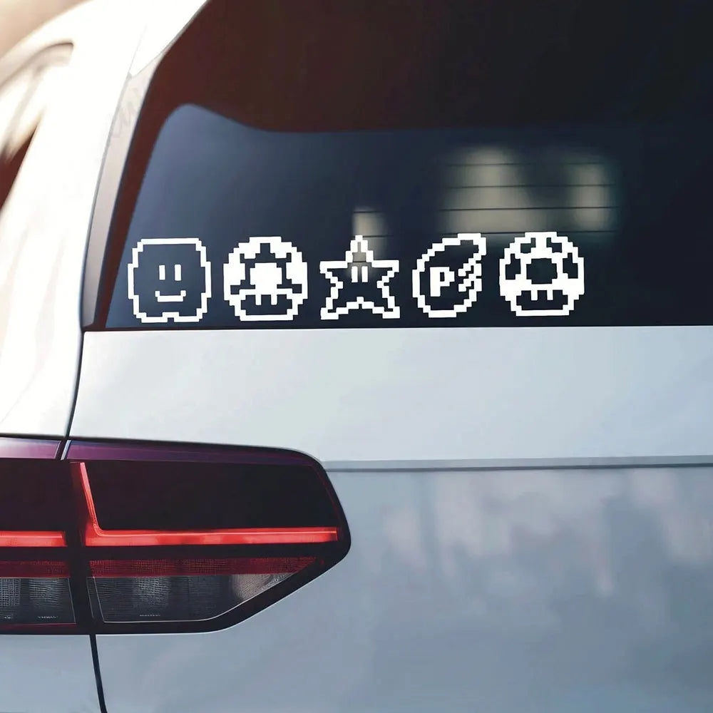 Diverting Cartoon Pixel Sticker for Car Window Anime Notebook Sticker Decoration External Accessories Waterproof PVC Vinyl Decal (ONLINE ORDER ONLY)