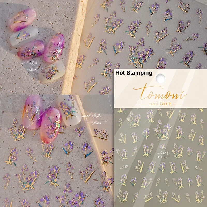 Hummingbird Iris Butterfly Peony Rose Tulip Daisy Lily Flowers Morning Glory Pearl Rhinestones Nail Art Sticker Decoration Decal (ONLINE ORDER ONLY)